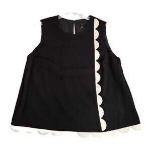 Sleeveless A-Line Top Black with White Scallop Detail Victoria Beckham Plus 2X